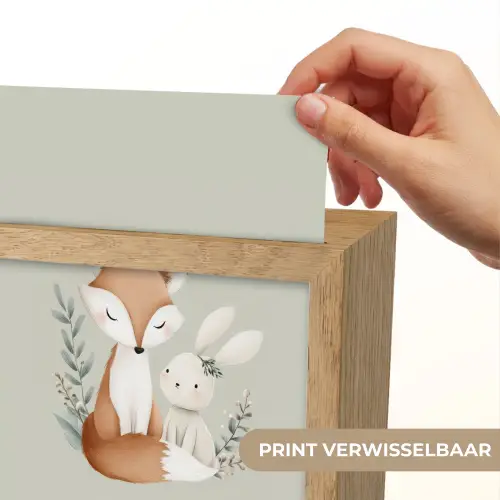 Illustratie - Vos - Konijn - Bladeren Light Box met kabel (Kinderlampje) klein -USP_websiteprintNL
