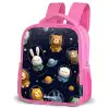 Dieren - Astronaut - Planeten - Sterren Kinderrugzak - Roze middel -schuin