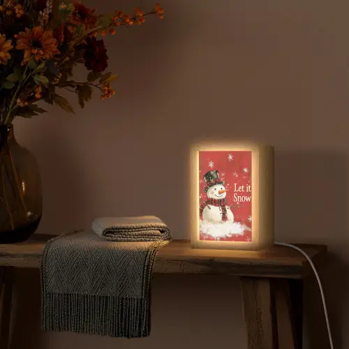 Sneeuwpret - Winter - Sneeuwpop Light Box met kabel (Tafellamp) klein -sfeer4