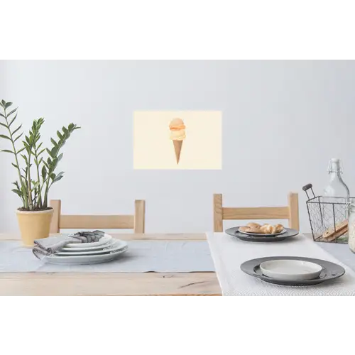 Minimalistisch - Schepijs - Hoorntje - Beige Muursticker klein -eettafel