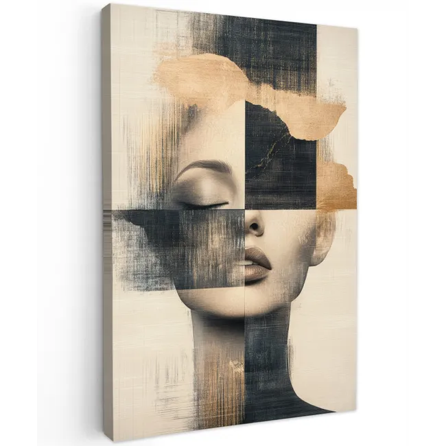 Goud - Vrouw - Rechthoeken Tuinposter op houten frame 2 cm dik klein -3d