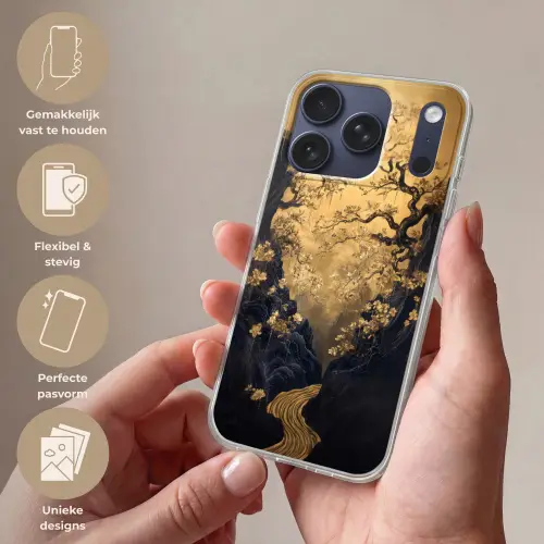 Bloemen - Takken - Goud - Sierlijk Telefoonhoesje iPhone 17 Pro klein -sfeer3_NL