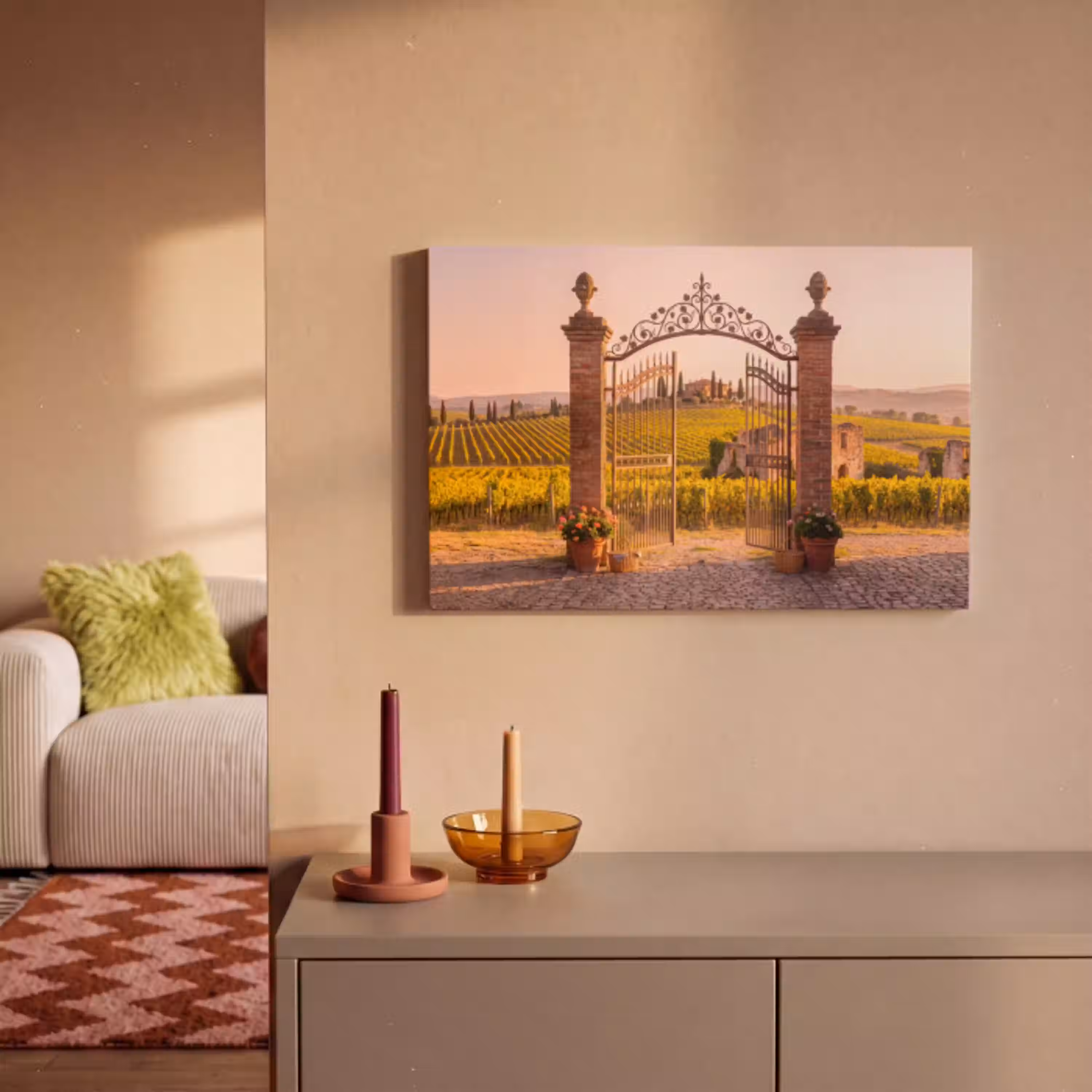 Poort - Landschap - Platteland - Zonlicht - Warm canvas 2cm klein -sfeer1