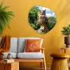 Uil - Boomstronk - Bos - Lucht Wandcirkel Organisch Plexiglas middel -sfeer4