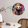 Panda - Jas - Graffiti - Oranje Wandcirkel kunststof plaat 5mm dik klein -sfeer4