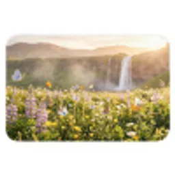 Vlinders - Waterval - Bloemenveld Badmat klein -3d