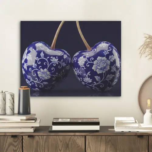 Porselein- Kersen - Delfts - Blauw PET vilt klein -sfeer1