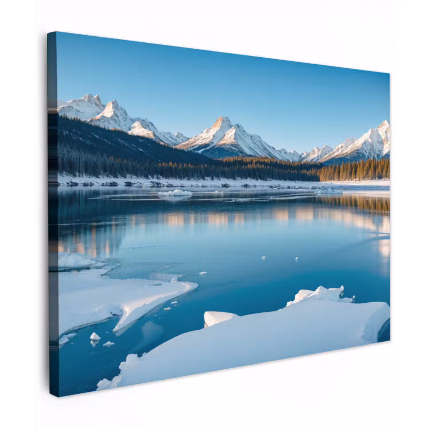 Leinwandbild - Landschaft - Winter - See - Berg - Aussicht - Eis