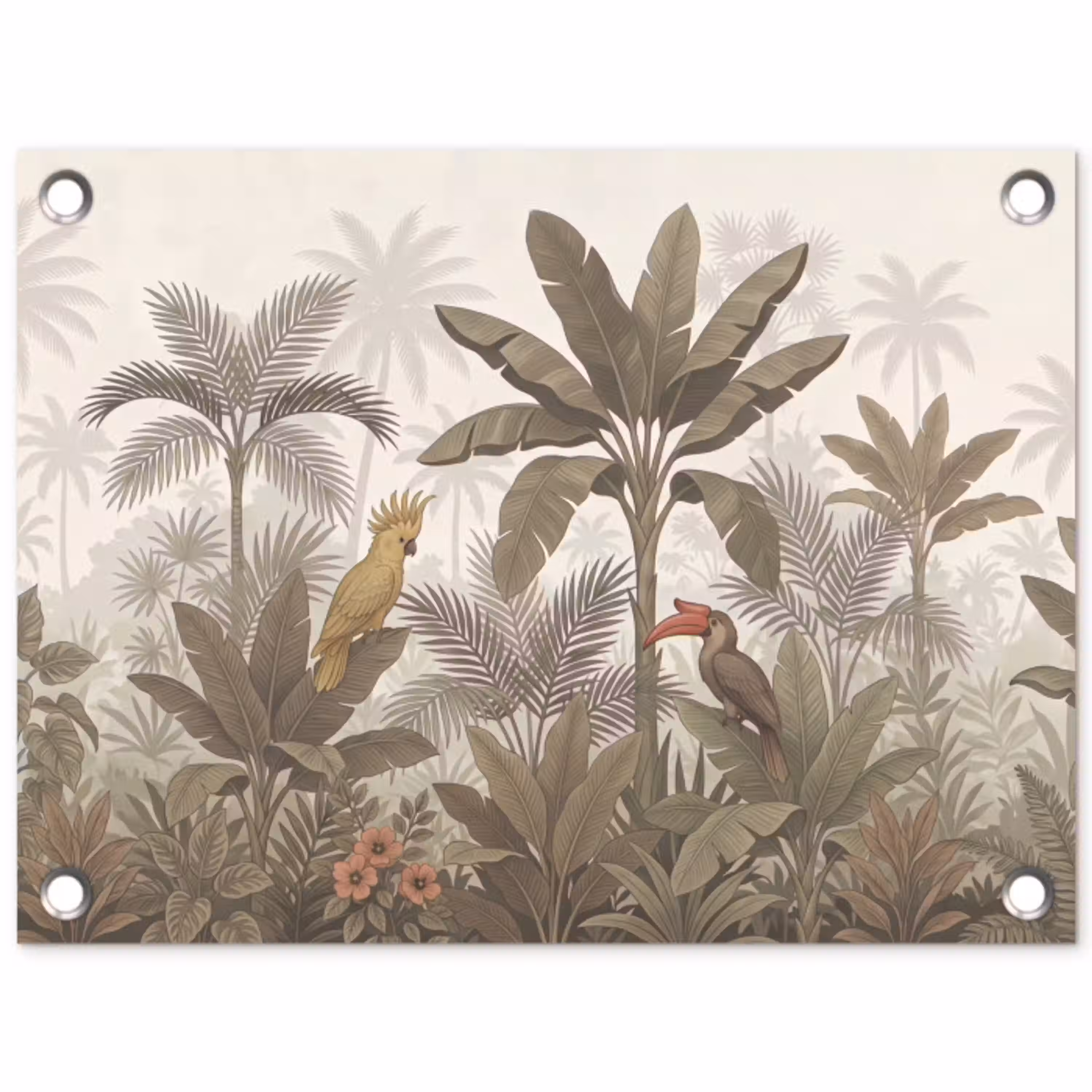 Vogel - Jungle - Tropisch - Illustratie - Groen tuinposter los doek klein -3d