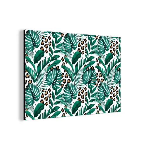 Dierenprint - Panter - Bladeren - Tropisch - Jungle aluminium wit klein -3d