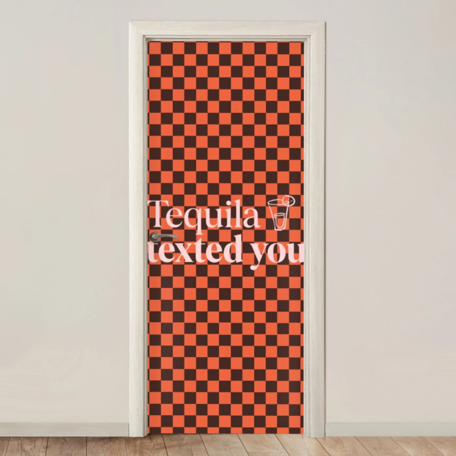 Tequila texted you - Glas - Vierkanten - Oranje deurposter klein -3d_beige