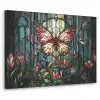 Vlinder - Roze - Bloemen - Bladeren Textielframe zwart klein -3d