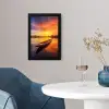 Boot - Water - Zonsondergang - Oranje - Water fotolijst zwart zonder passe partout klein -sfeer4