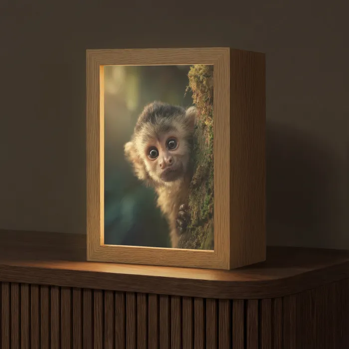 Aap - Boomstronk - Bruin Light Box met kabel (Tafellamp) klein -z3d_website