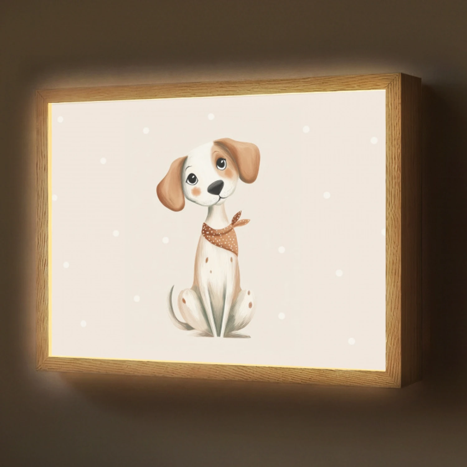 Hond - Pup - Beige - Stippen Light Box met batterij (Wandlamp) middel -z3d_website