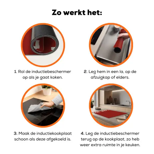 Schuin - Loveyou - Rood Inductie beschermer vinyl 3mm klein -zzzzzzz-td-werking