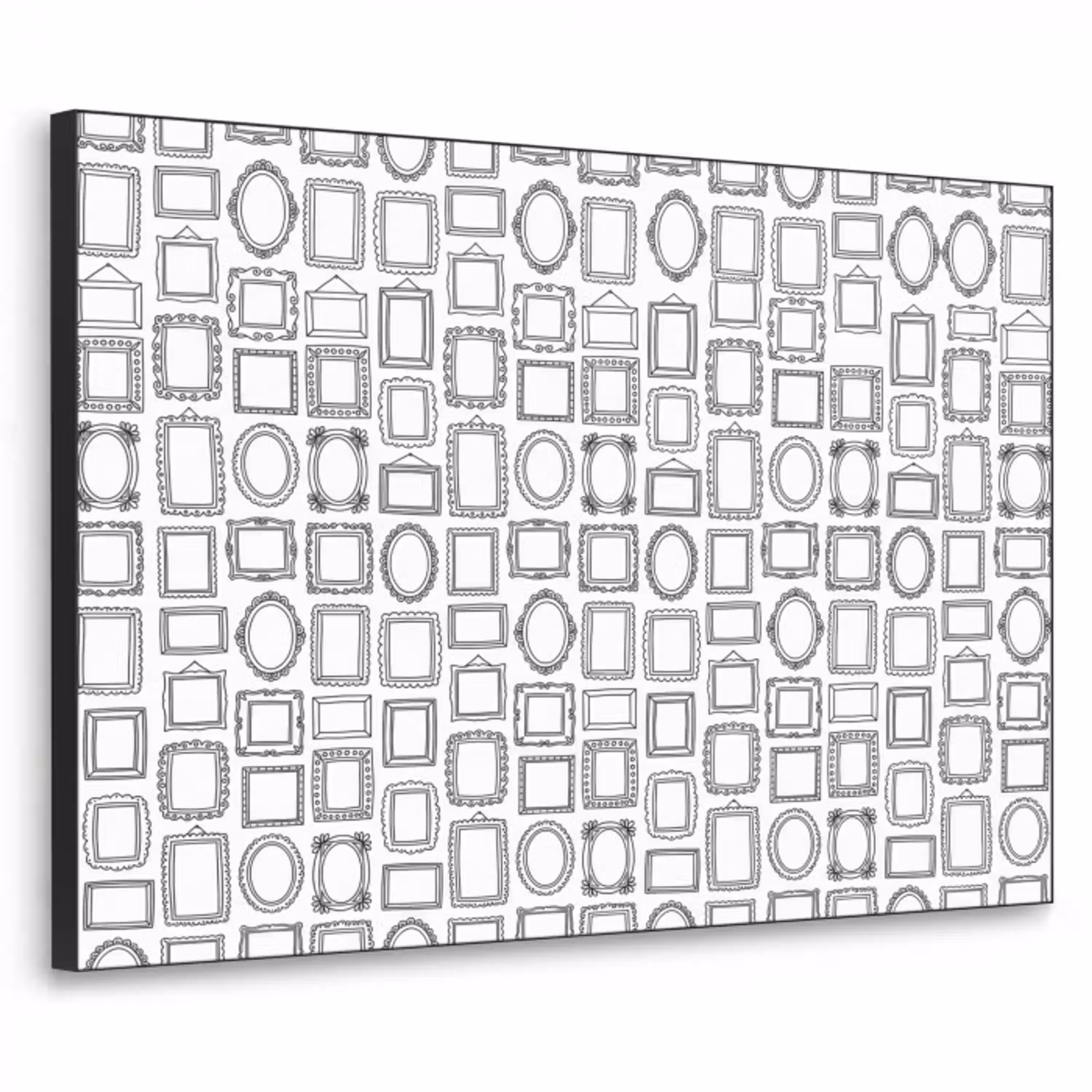 Lijsten - Patroon - Decoratie - Schets - Zwart-wit Textielframe zwart klein -3d