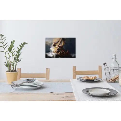 De storm op het meer van Galilea - Rembrandt van Rijn Muursticker klein -eettafel