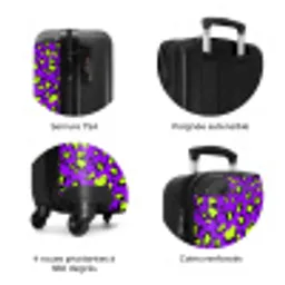 Panterprint in limoengroen op paarse achtergrond NBS - Handbagage koffer - Volwassenen Unisex middel zzzzzzzbolletjes_FR
