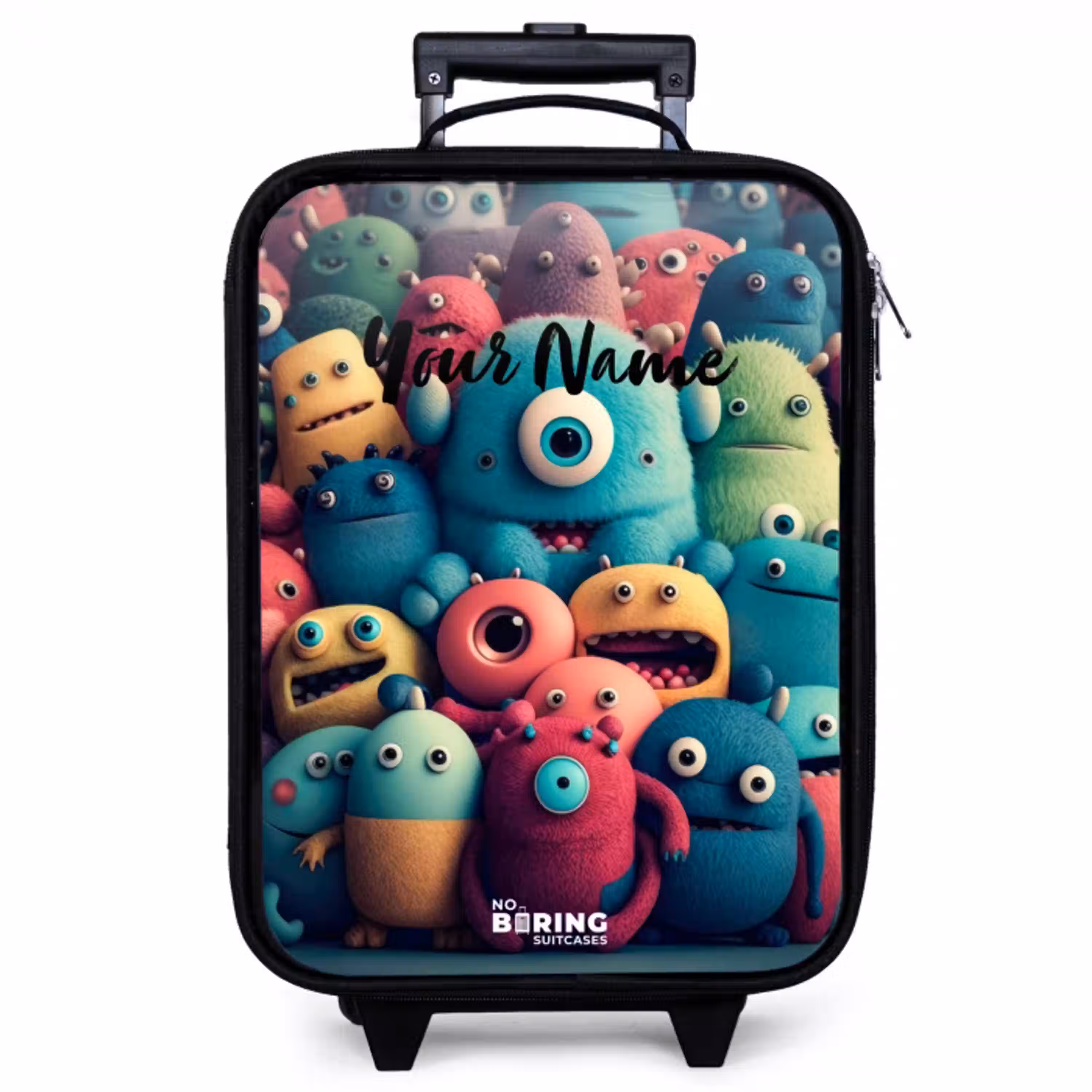 Zachte en bolle monsters Kinderkoffer - Zwart klein -zzz_website3d
