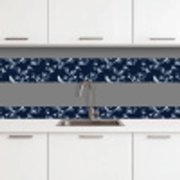 Grafisch - Bloesemtak - Blauw keuken achterwand 2 middel 871 -3d
