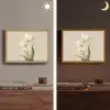 Tulpen - Wit - Bladeren Light Box met batterij (Wandlamp) middel -sfeer3