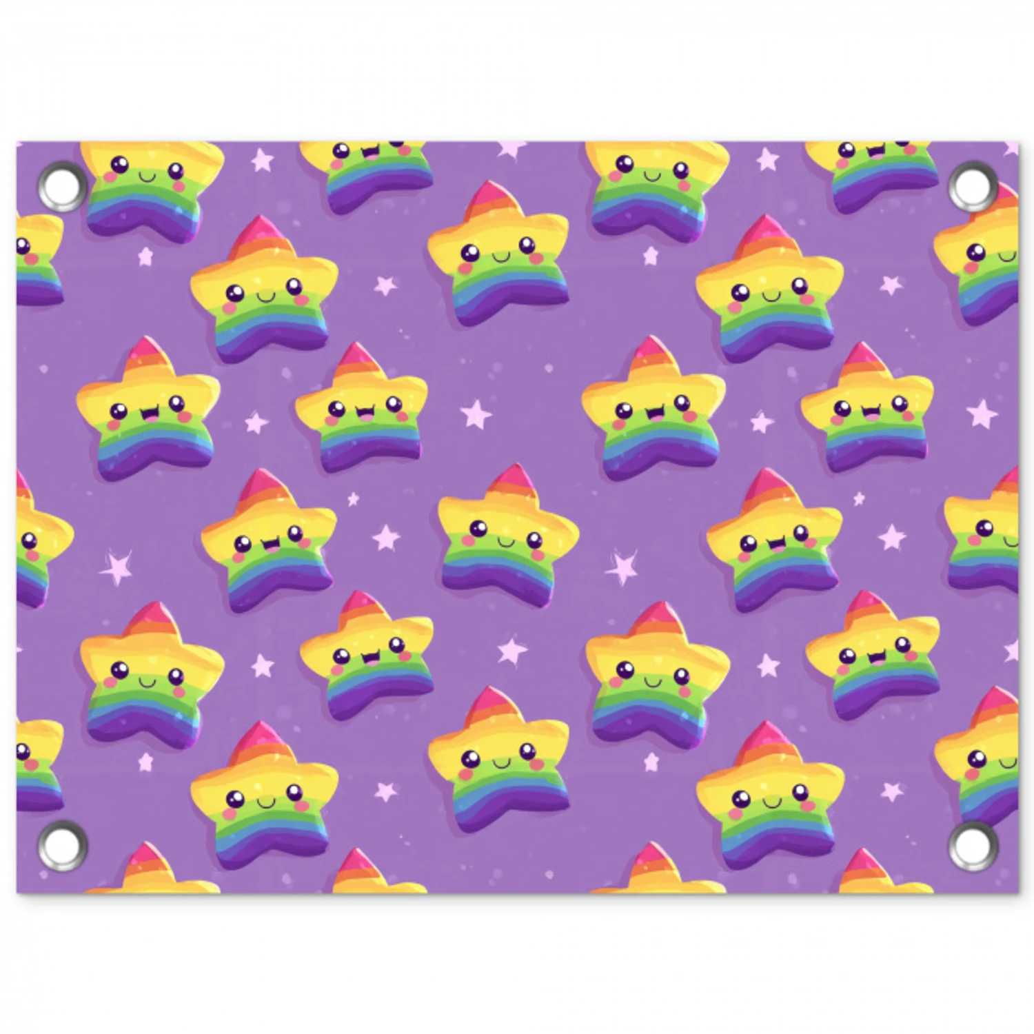 Sterren - Regenboog - Paars tuinposter los doek klein 239 -3d