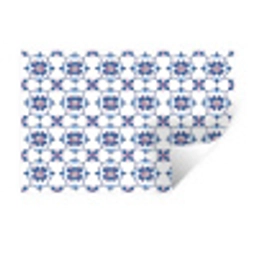 Modern - Patroon - Blauw - Roze Muursticker klein 286 -3d