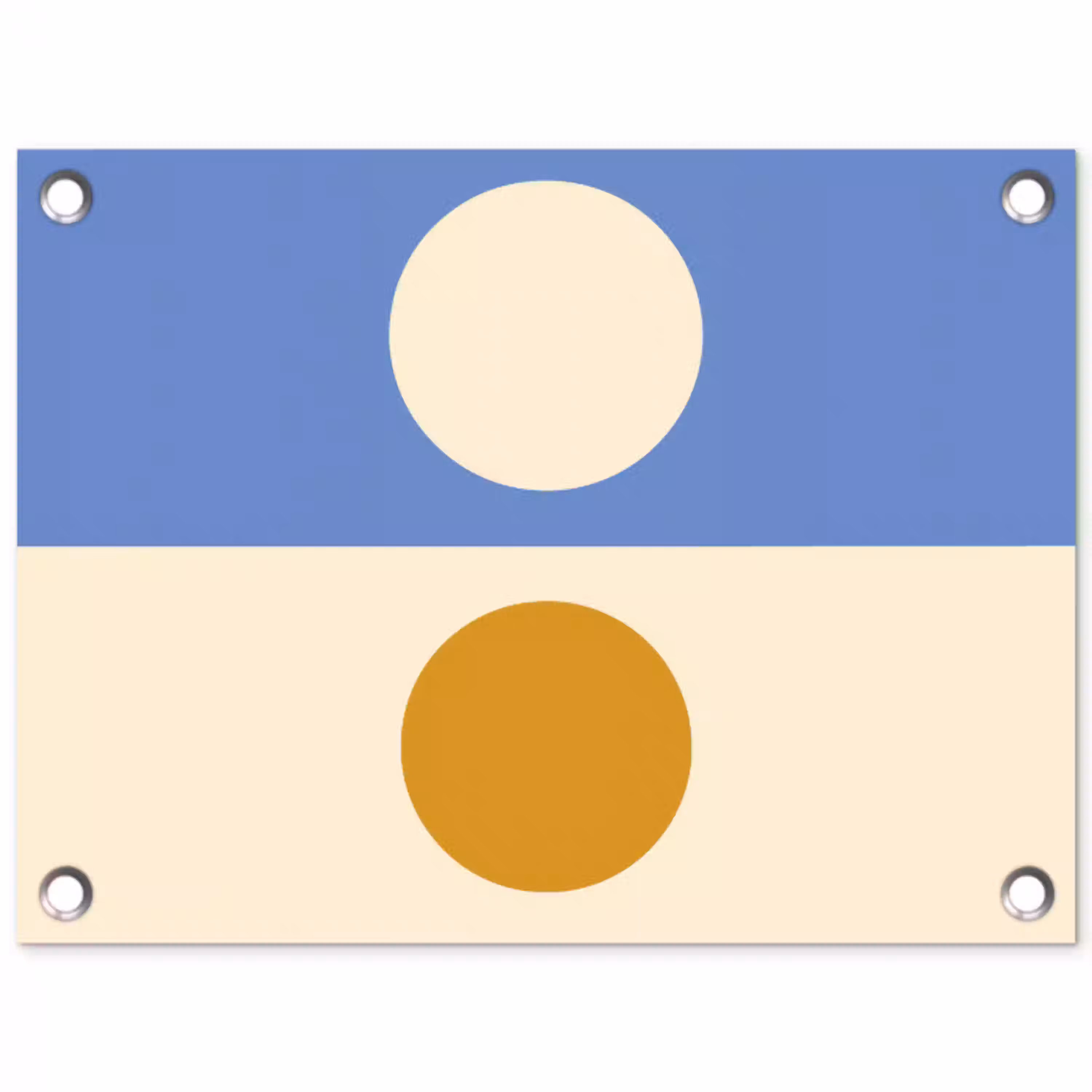 Cirkels - Symmetrisch - Wit - Blauw- Geel tuinposter los doek klein -3d