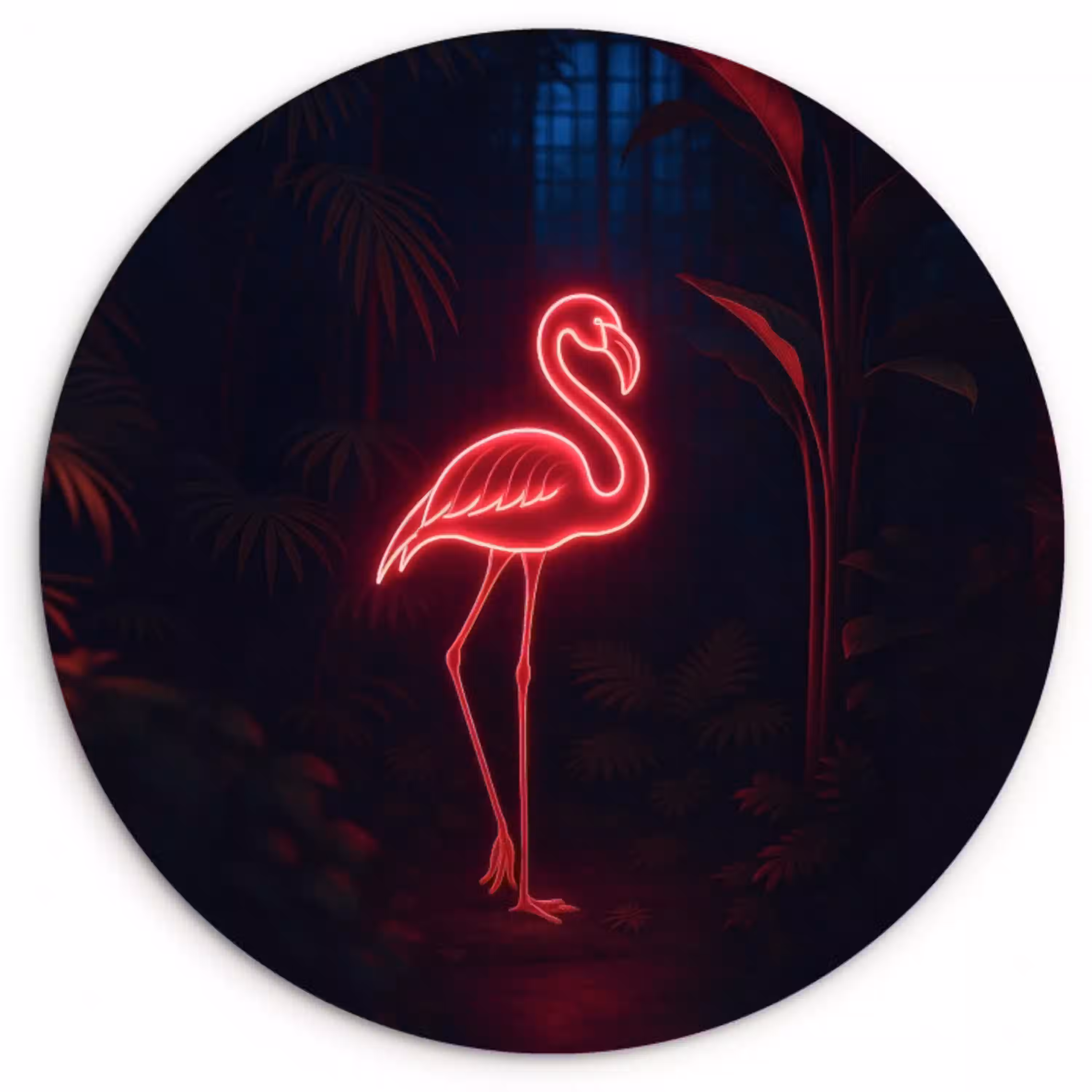 Flamingo - Roze - Neon - Licht Wandcirkel plexiglas klein -3d