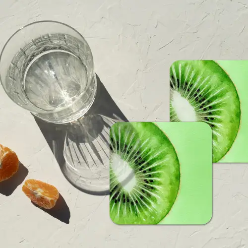 Kiwi - Groen - Fris onderzetter kurk middel -sfeer4