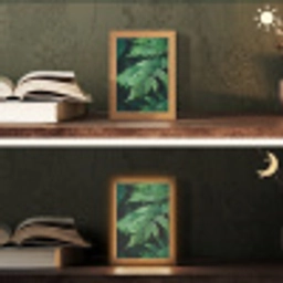 Varenblad - Groen - Structuur - Wazig Light Box met kabel (Tafellamp) klein -sfeer3