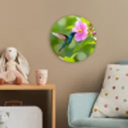 Kolibrie - Bloem - Natuur - Groen Wandcirkel kunststof plaat 5mm dik klein -tsfeer1_kind