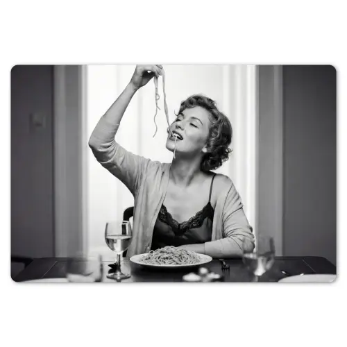 Vrouw - Spaghetti - Zwart - Wit Placemat vinyl groot -zzsfeer1_Kitchenyeah-website