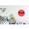 Kat - Aardbei - Cartoon Wandcirkel aluminium klein -kinderkamer