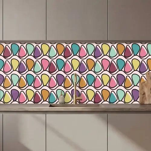 Patroon - Ovaal - Pastel keuken achterwand 2 middel 871 zz_3dshopping