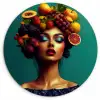 Vrouw - Hoodtooi - Tropisch - Fruit - Druiven Wandcirkel kunststof plaat 5mm dik klein -3d