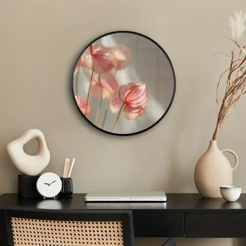Bloemen - Stelen - Roze - Schaduw Fotolijst rond zonder passe partout klein -sfeer1