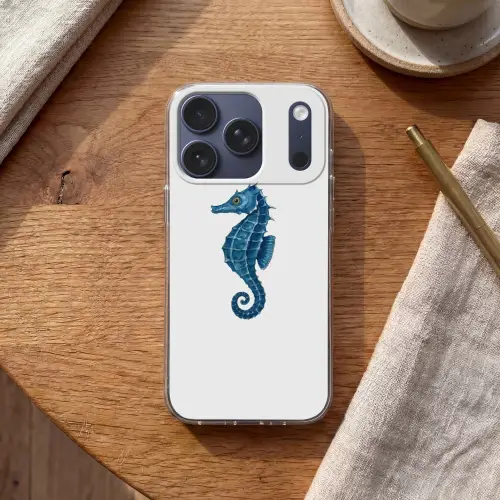 Zeepaardje - Staart - Blauw Telefoonhoesje iPhone 17 Pro klein -sfeer1