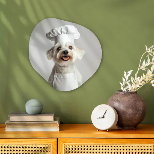 Hond - Wit - Kok Wandcirkel Organisch Forex 3mm klein -sfeer2