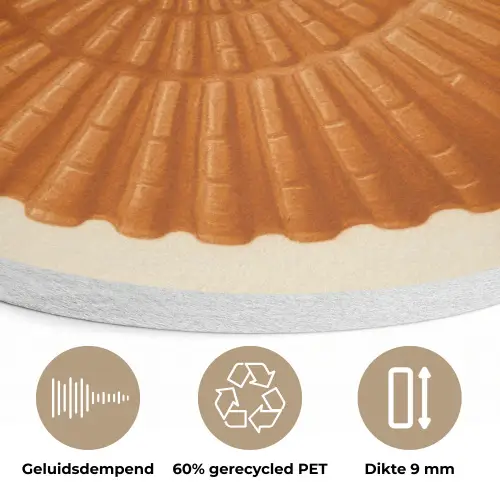 Schelp - Oranje - Ribbels Akoestische PET Vilt - Rond klein -closeup_NL