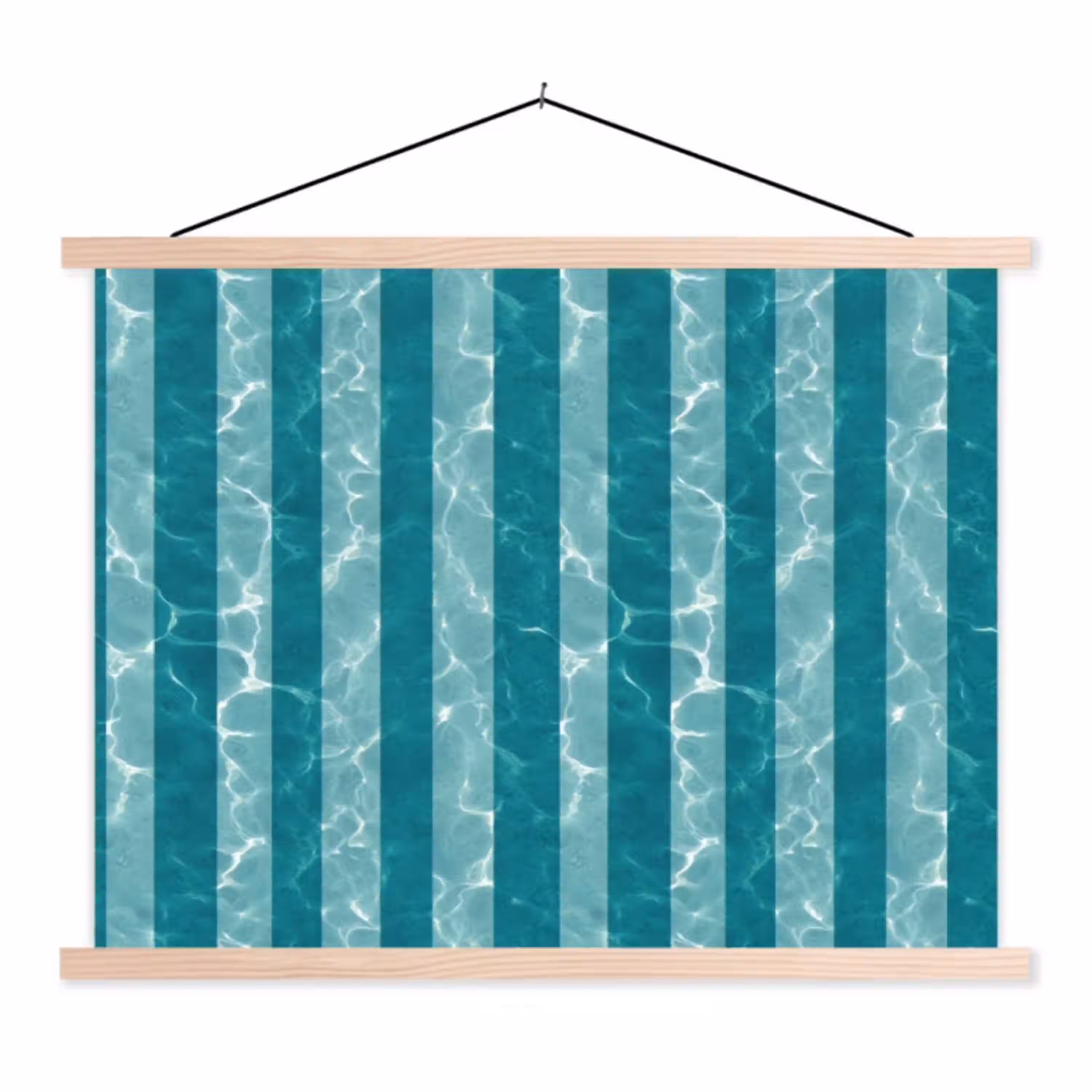 Zwembad - Strepen - Groen textielposter latten blank klein 122 -3d