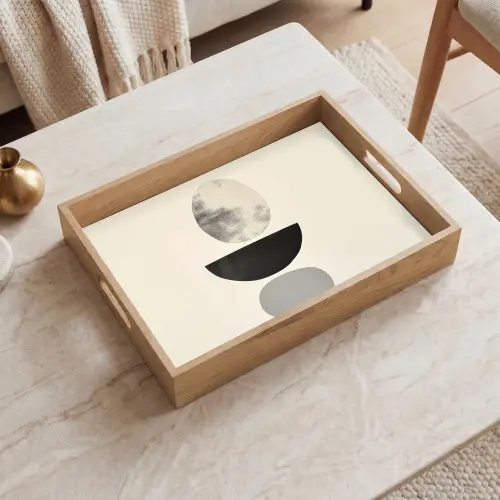 Beige - Japandi - Wabi sabi Dienblad Rechthoek middel -sfeer1