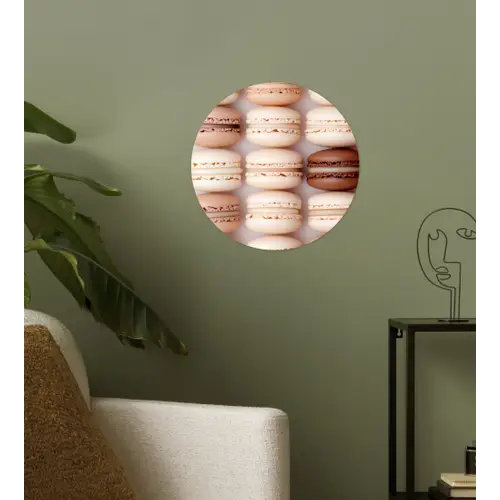 Macarons - Beige - Bruin Wandcirkel behangsticker klein -sfeer2