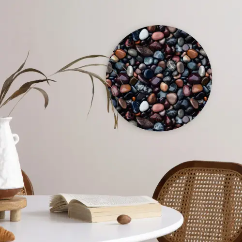 Donker - Kiezels - Glans Wandcirkel plexiglas klein 852 -sfeer4