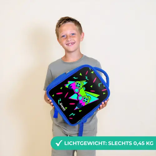 Neon controller op zwart Kinderrugzak - Blauw middel -sfeer1_NL