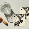 Beige - Lijnen - Golvend -  Abstract onderzetter kurk middel -sfeer4