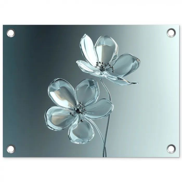 Kristal - Bloemen - Grijs tuinposter los doek klein -3d