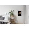 Aap met kleurrijk vest textielposter latten blank klein -woonkamer