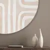 Decoratief - Labyrint - Beige Akoestische PET Vilt - Rond klein -sfeer5_closeup